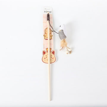 Linen wooden cat teaser