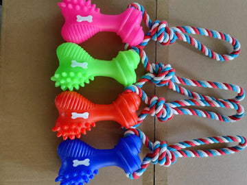 Rope-threaded chicken leg bone