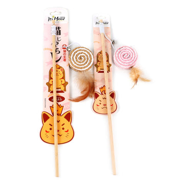 Sugar biscuit pendant cat toy stick + feather