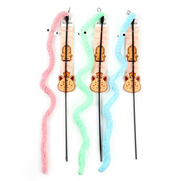 Green long strip big eye cat toy stick