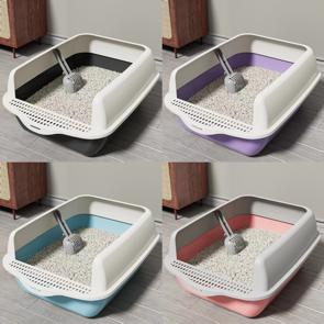 Semi-enclosed cat litter box