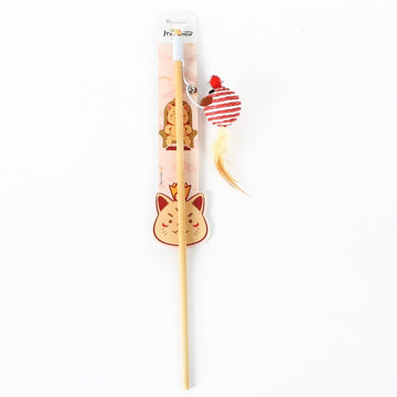 Hemp rope fish wooden pole cat teaser