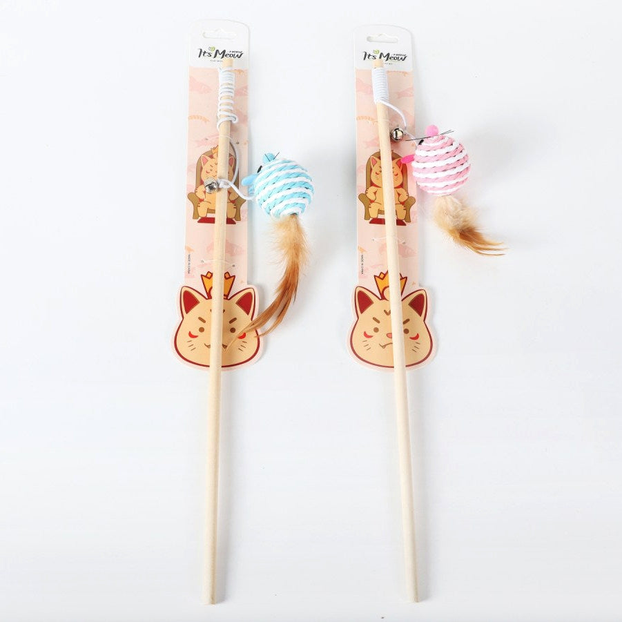 Hemp rope mouse wooden pole cat teaser