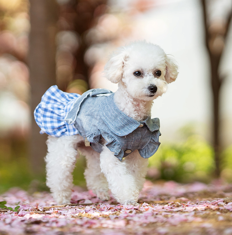 Denim plaid skirt