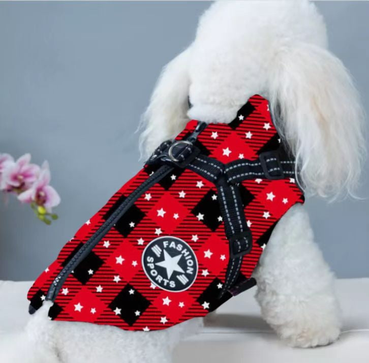 Christmas plaid puppy harness