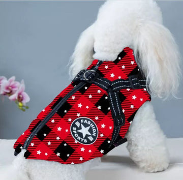 Christmas plaid puppy harness