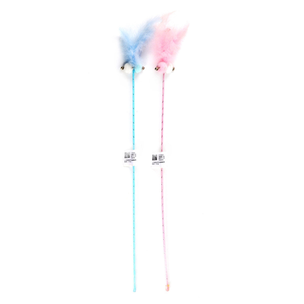 Small fur ball and feather cat toy stick type C