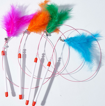 Long iron wire plus feather cat teaser
